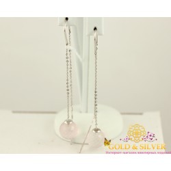 Серебряные серьги протяжки шары кварц 588039с